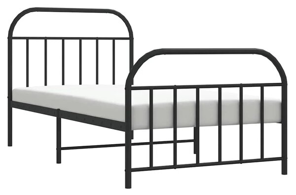 Metalni okvir kreveta uzglavlje i podnožje crni 100x200 cm - Crna 100 x 200 cm s uzglavljem i podnožjem Crna
