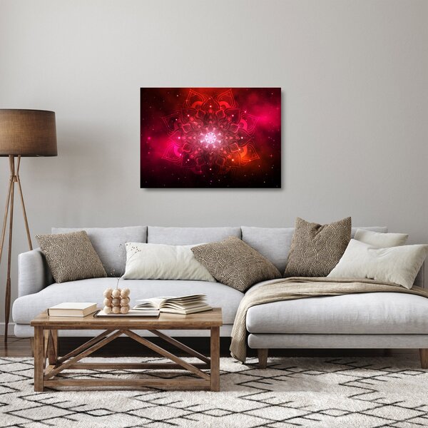 Staklena slika crvene apstrakcije (70x50 cm)