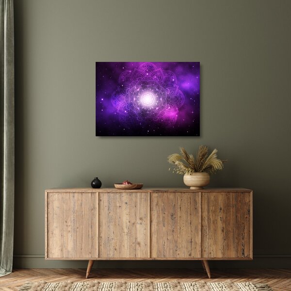 Staklena slika ljubičaste apstrakcije (70x50 cm)