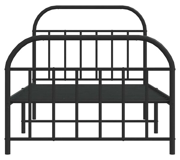 Metalni okvir kreveta uzglavlje i podnožje crni 100x200 cm - Crna 100 x 200 cm s uzglavljem i podnožjem Crna