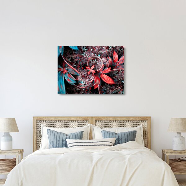 Apstraktna staklena slika egzotičnog cvijeća (70x50 cm)