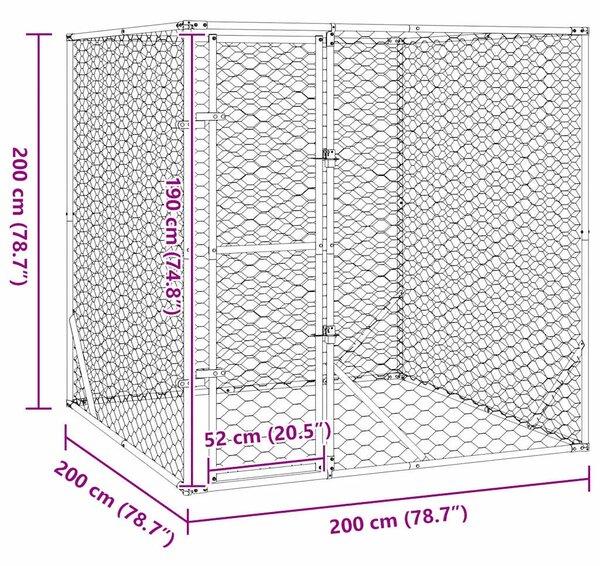 Vanjski kavez za pse srebrni 2 x 2 x 2 m od pocinčanog čelika - 2 x 2 x 2 m 1 2 x 2 x 2 m