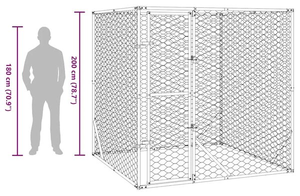 Vanjski kavez za pse srebrni 2 x 2 x 2 m od pocinčanog čelika - 2 x 2 x 2 m 1 2 x 2 x 2 m