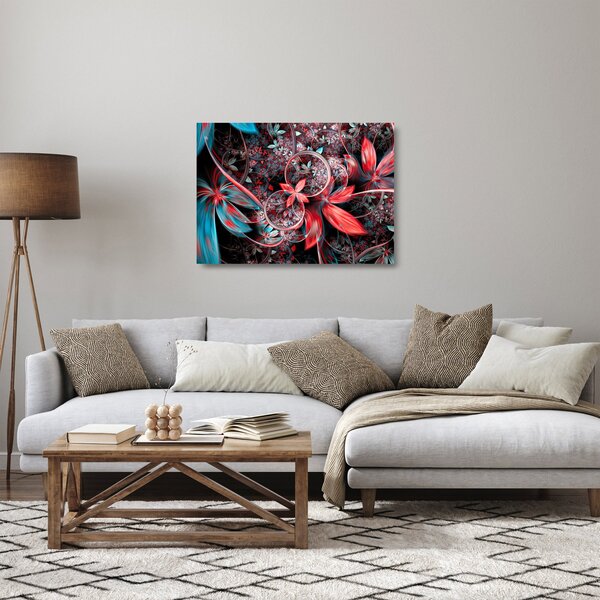 Apstraktna staklena slika egzotičnog cvijeća (70x50 cm)