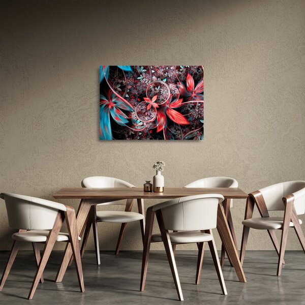 Apstraktna staklena slika egzotičnog cvijeća (70x50 cm)