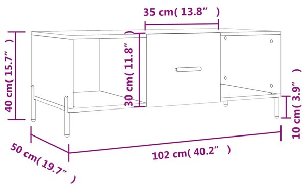 Stolić za kavu crni 102 x 50 x 40 cm od konstruiranog drva - Crna 1 Crna