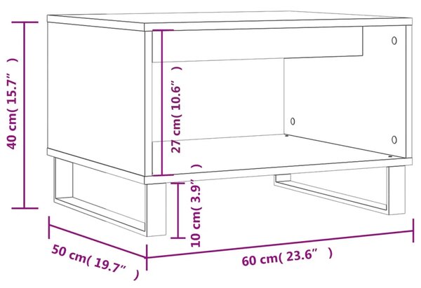 Stolić za kavu bijeli 60 x 50 x 40 cm od konstruiranog drva - Bijela 1 Bijela