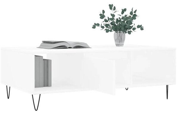 Stolić za kavu bijeli 104 x 60 x 35 cm od konstruiranog drva - Bijela 1 Bijela