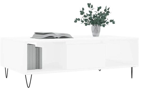Stolić za kavu bijeli 104 x 60 x 35 cm od konstruiranog drva - Bijela 1 Bijela