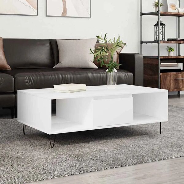 Stolić za kavu bijeli 104 x 60 x 35 cm od konstruiranog drva - Bijela 1 Bijela
