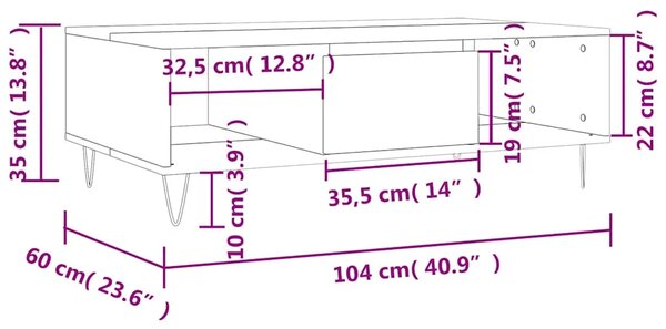 Stolić za kavu bijeli 104 x 60 x 35 cm od konstruiranog drva - Bijela 1 Bijela