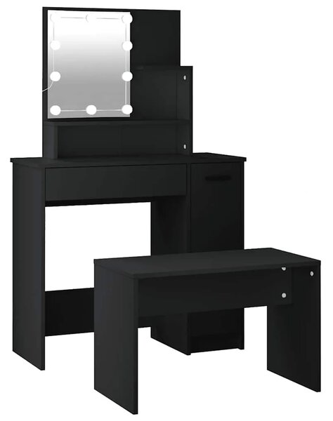 Set toaletnog stolića LED crni od konstruiranog drva - Crna 86.5 x 35 x 136 cm 1 Crna