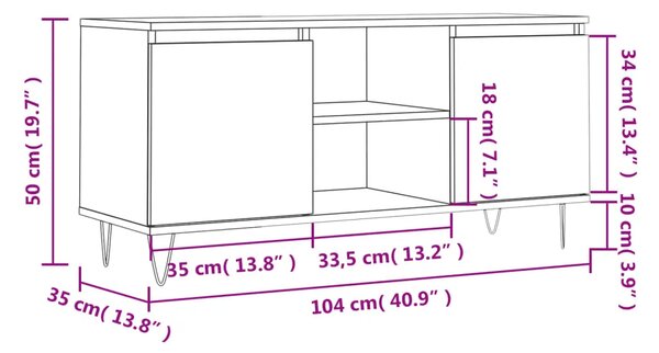 TV ormarić boja hrasta sonome 104x35x50 cm konstruirano drvo - Sivi hrast sonoma 1 Sivi hrast sonoma