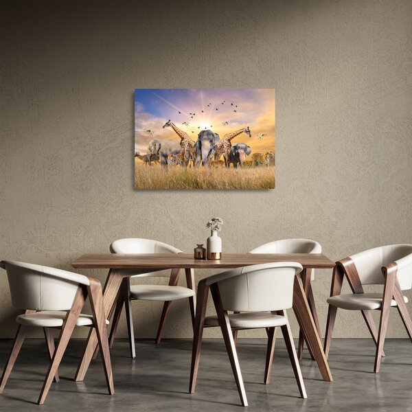 Staklena slika - Afričke životinje (70x50 cm)