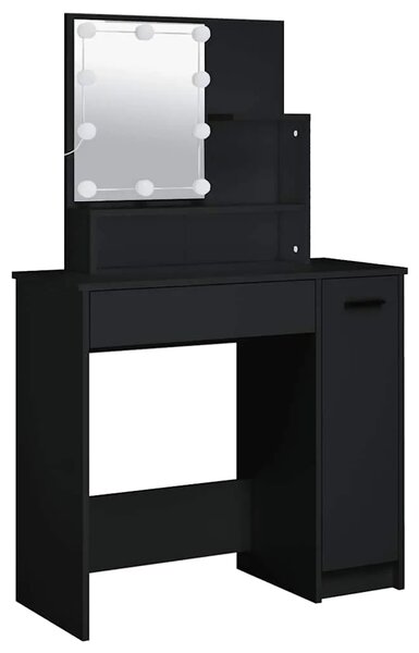 Set toaletnog stolića LED crni od konstruiranog drva - Crna 86.5 x 35 x 136 cm 1 Crna