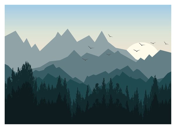 Staklena slika - Planine pogledom grafičara (70x50 cm)