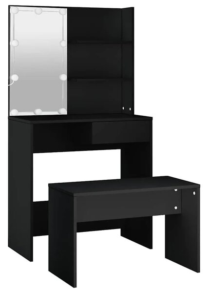 Set toaletnog stolića LED crni od konstruiranog drva - Crna 74.5 x 40 x 141 cm 1 Crna