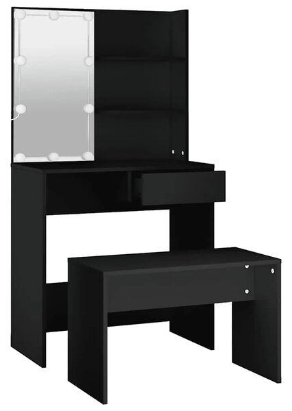 Set toaletnog stolića LED crni od konstruiranog drva - Crna 74.5 x 40 x 141 cm 1 Crna