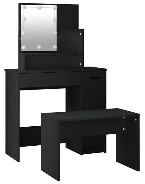 Set toaletnog stolića LED crni od konstruiranog drva - Crna 86.5 x 35 x 136 cm 1 Crna