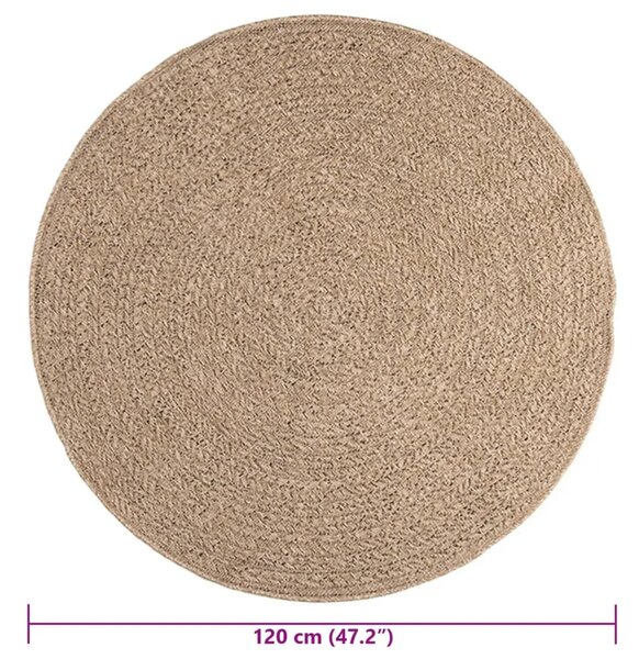 Tepih ZIZUR 120 cm s izgledom jute unutarnji i vanjski - Smeđa Ø 120 cm Okruglo Smeđa