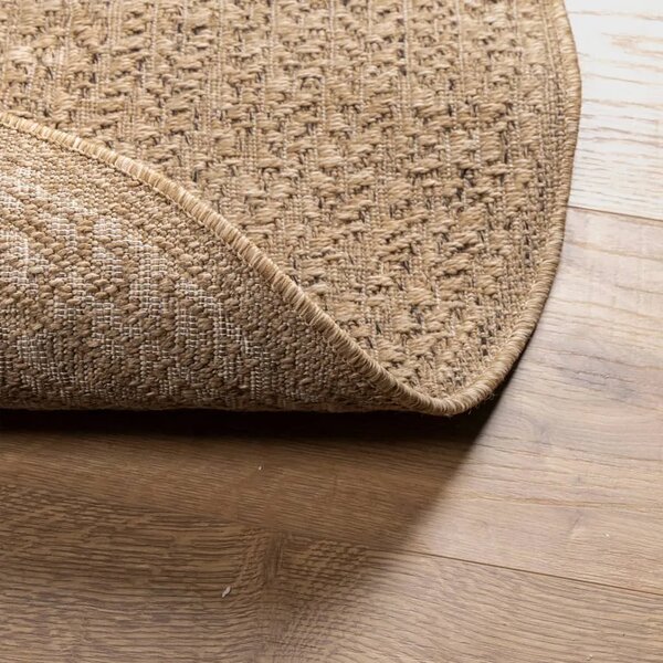 Tepih ZIZUR 120 cm s izgledom jute unutarnji i vanjski - Smeđa Ø 120 cm Okruglo Smeđa