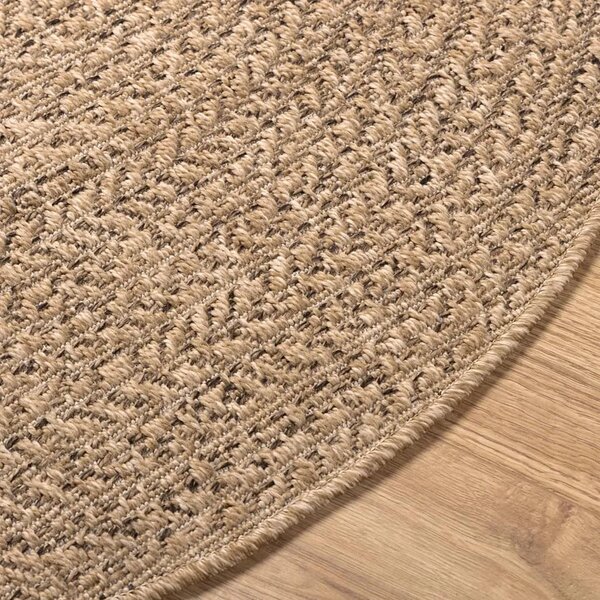 Tepih ZIZUR 120 cm s izgledom jute unutarnji i vanjski - Smeđa Ø 120 cm Okruglo Smeđa