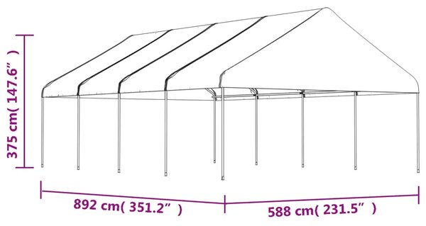Sjenica s krovom bijela 8 92 x 5 88 x 3 75 m polietilen - 8.92 x 5.88 x 3.75 m 1 8.92 x 5.88 x 3.75 m