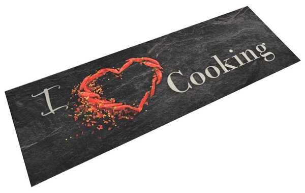 Kuhinjski tepih perivi s natpisom Cooking 60x180 cm baršunasti - Crna 60 x 180 cm 1 Crna