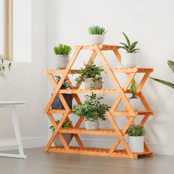 Stalak za cvijeće 110 x 25 x 105 cm od masivne jelovine - Svjetlosmeđa 110 x 25 x 105 cm 1 Svjetlosmeđa