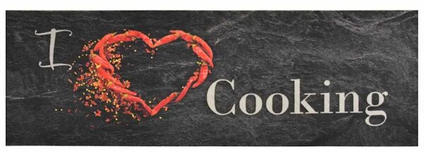 Kuhinjski tepih perivi s natpisom Cooking 60x180 cm baršunasti - Crna 60 x 180 cm 1 Crna