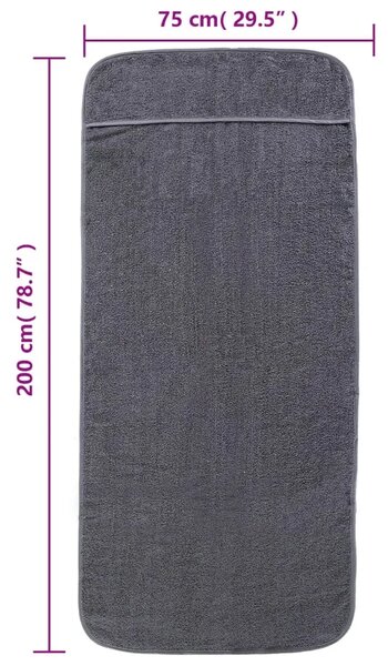 Ručnici za plažu 2 kom antracit 75 x 200 cm od tkanine 400 GSM - Antracit 75 x 200 cm 2 Antracit