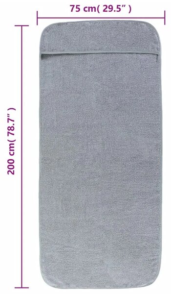 Ručnici za plažu 2 kom sivi 75 x 200 cm od tkanine 400 GSM - Siva 75 x 200 cm 2 Siva