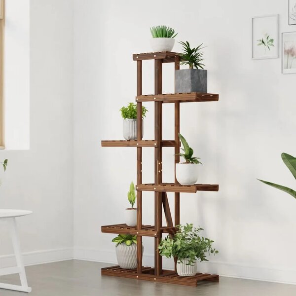 Stalak za cvijeće 75 x 25 x 140 5 cm od masivne jelovine - Smeđa 75 x 25 x 140.5 cm 1 Smeđa