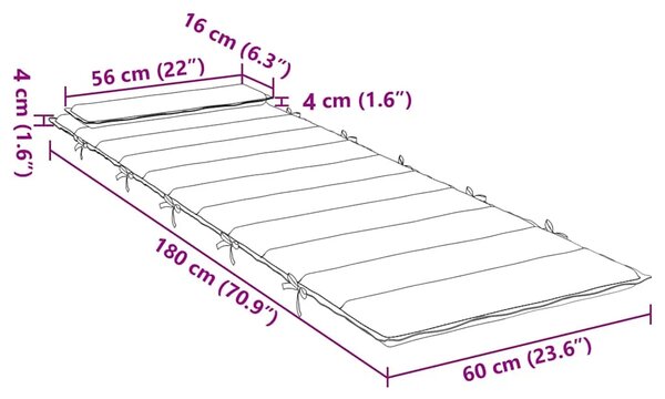 Jastuk za ležaljku bež 180x60x4 cm od tkanine Oxford - Bež 1 Bež