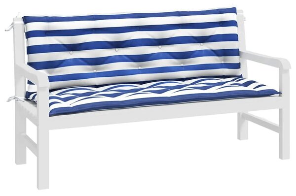 Jastuci za vrtnu klupu 2 kom plavo-bijeli prugasti 150x50x7 cm - Plava i bijela 150 cm 2 Plava i bijela