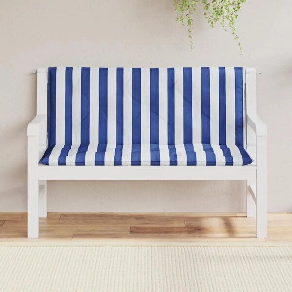 Jastuci za vrtnu klupu 2 kom plavo-bijeli prugasti 120x50x7 cm - Plava i bijela 120 cm 2 Plava i bijela
