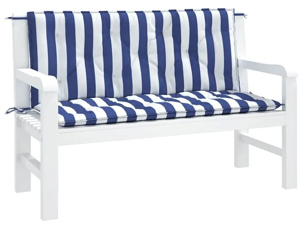 Jastuci za vrtnu klupu 2 kom plavo-bijeli prugasti 120x50x7 cm - Plava i bijela 120 cm 2 Plava i bijela