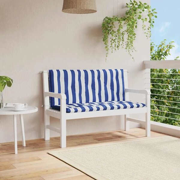 Jastuci za vrtnu klupu 2 kom plavo-bijeli prugasti 120x50x7 cm - Plava i bijela 120 cm 2 Plava i bijela