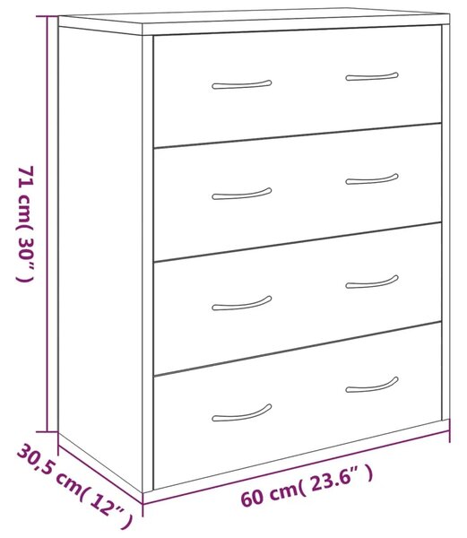 Komoda s 4 ladice 60 x 30 5 x 71 cm visoki sjaj bijela - Visoko sjajno bijela 1 Visoko sjajno bijela