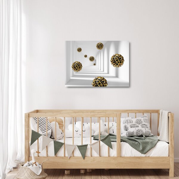 Apstraktna staklena slika nogometnih lopti (70x50 cm)