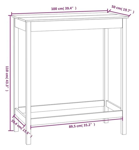 Barski stol 100 x 50 x 110 cm od masivne borovine - Prirodna 1 100 cm Prirodna