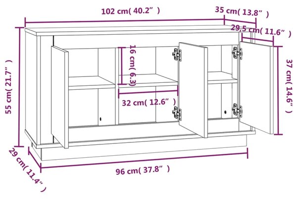 Komoda bijela 102 x 35 x 55 cm od konstruiranog drva - Bijela 1 Bijela