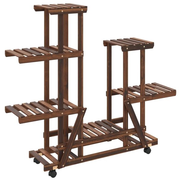 Stalak za cvijeće s kotačima 95x25x101 cm od masivne jelovine - Smeđa 95 x 25 x 101 cm 1 Smeđa