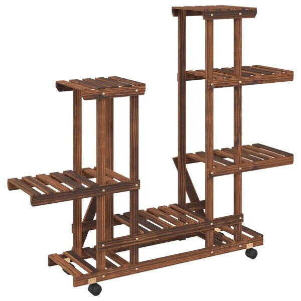 Stalak za cvijeće s kotačima 95x25x101 cm od masivne jelovine - Smeđa 95 x 25 x 101 cm 1 Smeđa