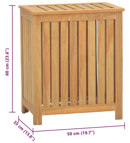 Košara za rublje 50 x 35 x 60 cm od masivne tikovine - 50 x 35 x 60 cm 1 bez platnene vrećice 50 x 35 x 60 cm