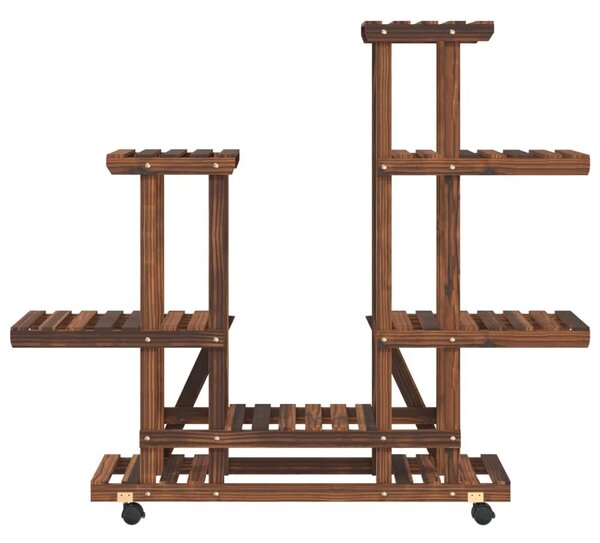Stalak za cvijeće s kotačima 95x25x101 cm od masivne jelovine - Smeđa 95 x 25 x 101 cm 1 Smeđa