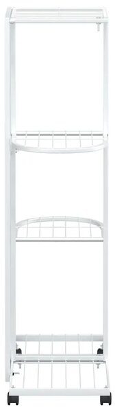 Stalak za cvijeće 4 kata s kotačima 44x23x80 cm bijeli željezni - Bijela 44 x 23 x 80 cm 1 Bijela