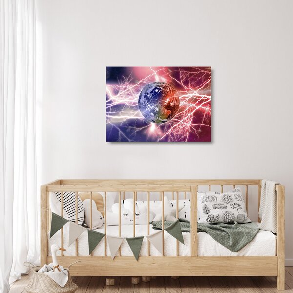 Staklena slika - Zemaljska kugla pod strujom (70x50 cm)