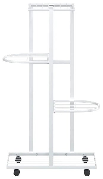 Stalak za cvijeće 4 kata s kotačima 44x23x80 cm bijeli željezni - Bijela 44 x 23 x 80 cm 1 Bijela
