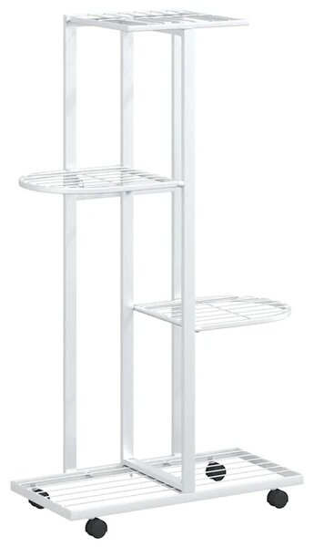 Stalak za cvijeće 4 kata s kotačima 44x23x80 cm bijeli željezni - Bijela 44 x 23 x 80 cm 1 Bijela
